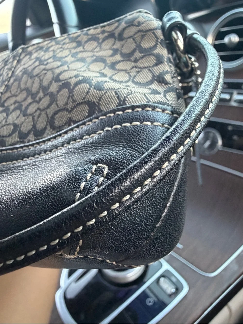 Vintage Y2K Kissing C’s monogram COACH Wristlet with Metallic Tag n Tassel